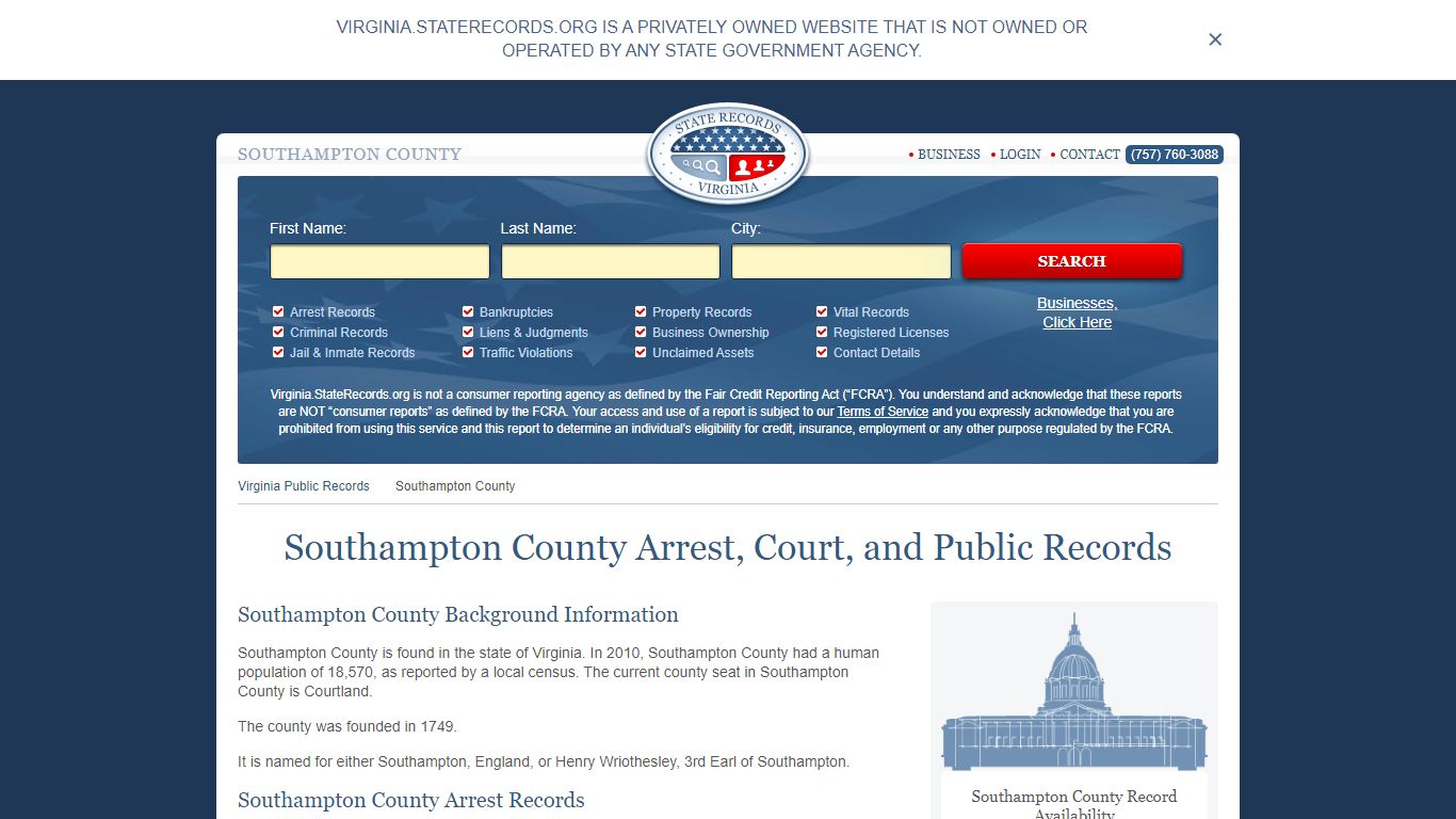 Southampton County Arrest, Court, and Public Records