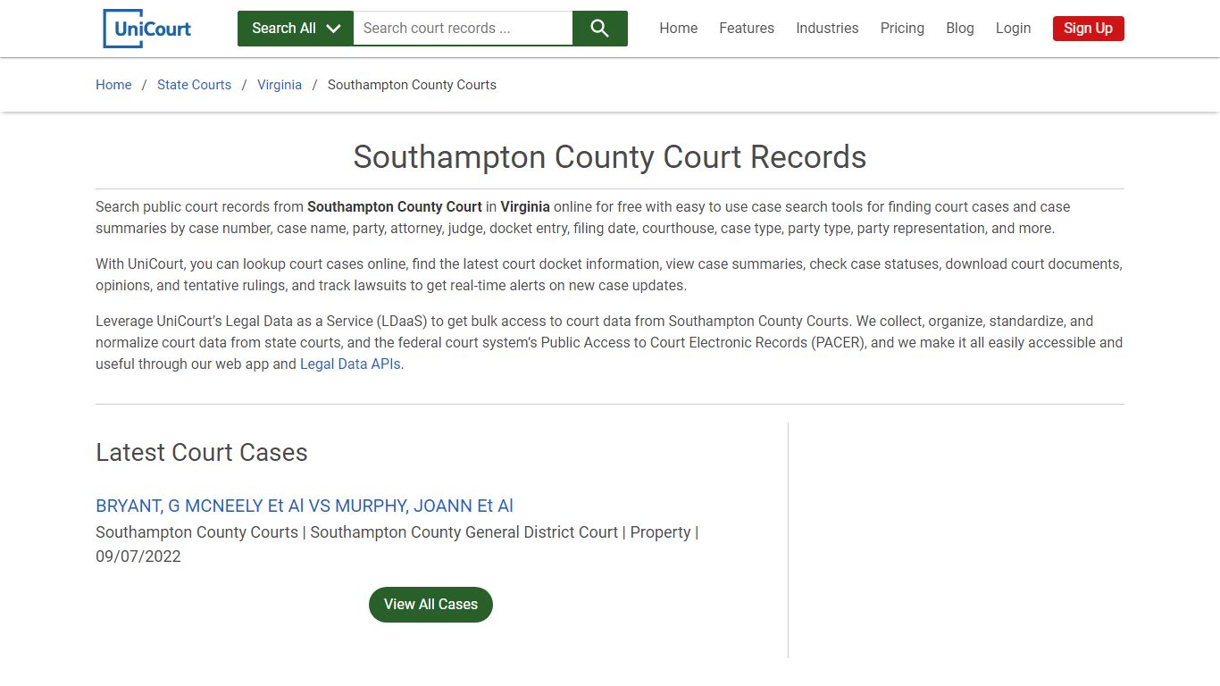 Southampton County Court Records | Virginia | UniCourt