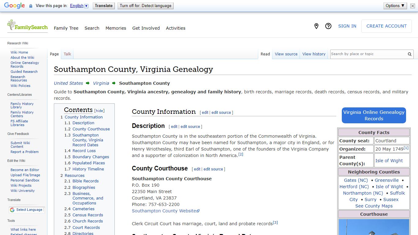 Southampton County, Virginia Genealogy • FamilySearch